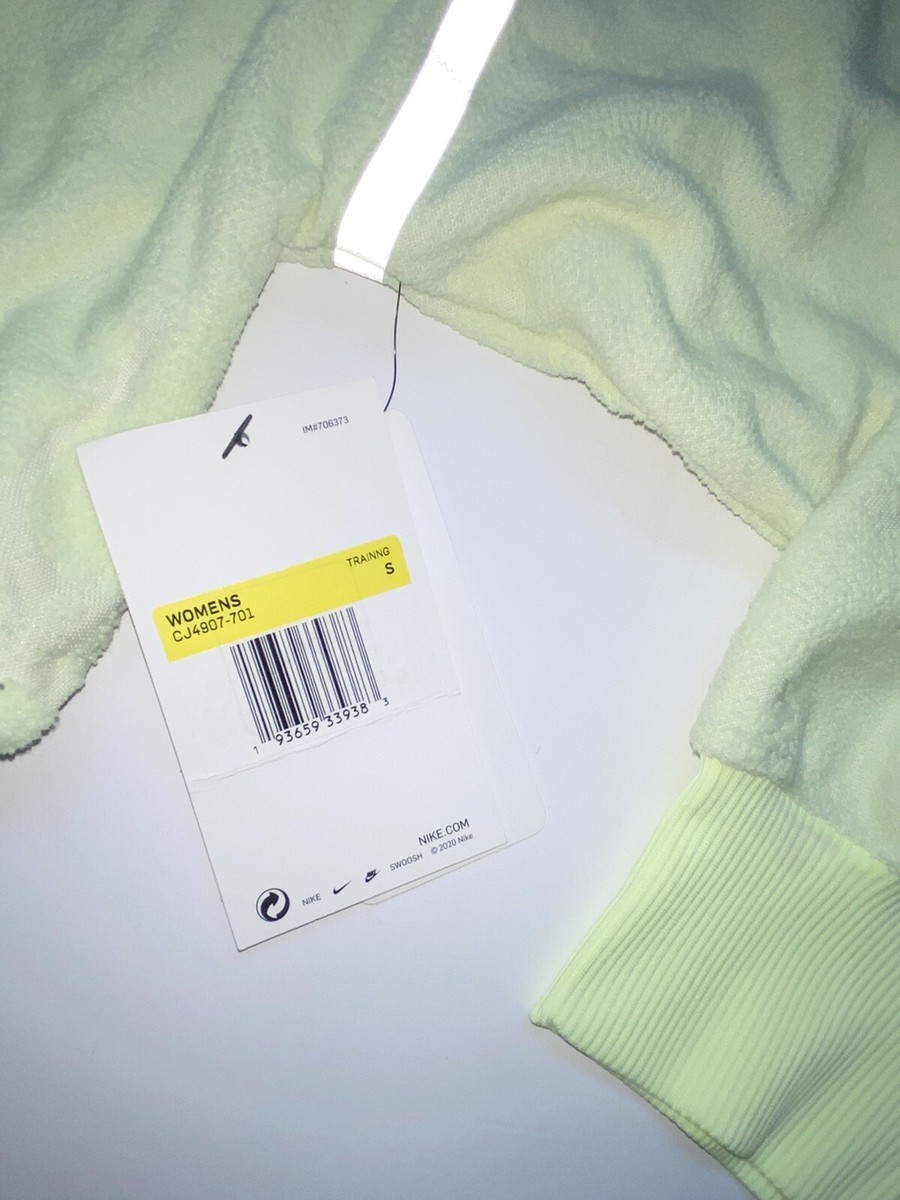 NIKE CITY READY CROPPED FLEECE TRAINING TOP BARELY VOLT S