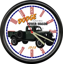 1948 Dodge Power Wagon 2 Door Classic 4 Wheel Drive Truck Sign Wall Clock