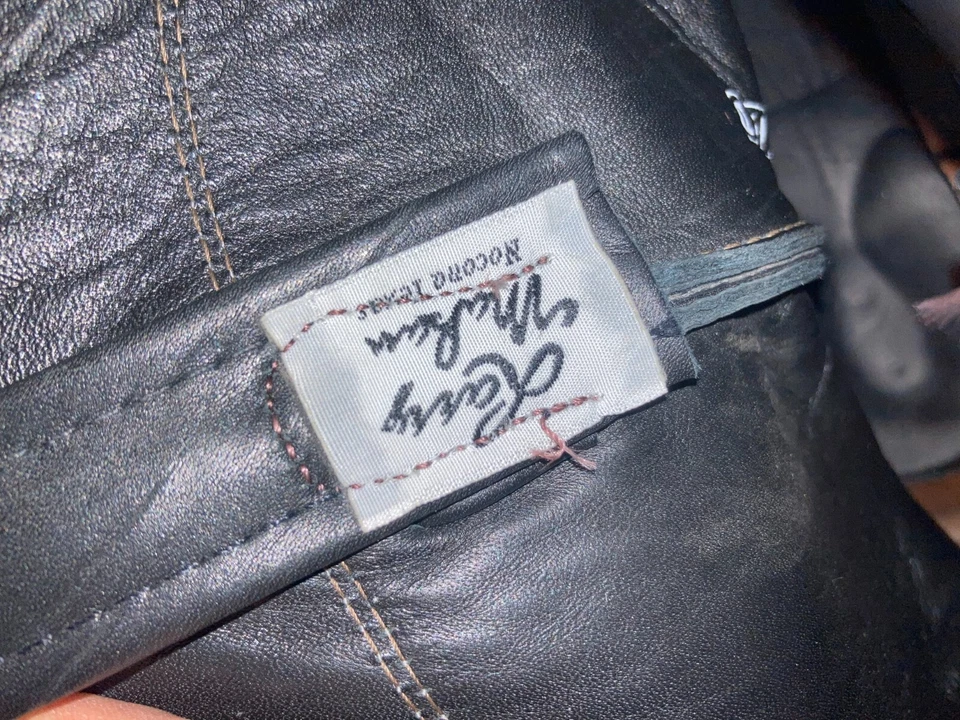 BLACK OSTRICH COWBOY LARRY MAHAN ENGINEER WESTERN LEATHER TRAIL BOSS BOOTS 11 D - Image 4 of 4