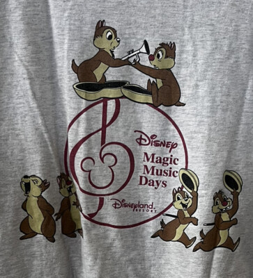 2002 Disneyland XL Gray T Shirt California Adventure Magic Music Days Chip Dale