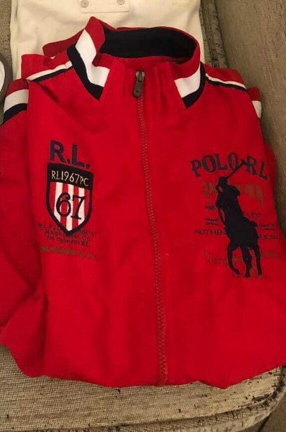 Giacca vintage POLO RALPH LAUREN USA Big Pony retrò taglia M scudo stadio rosso