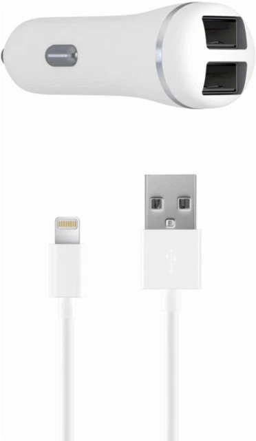 Just Wireless - Apple MFi Dual Car Charger Life Time Warranty - White - NEW - Image 2 of 4