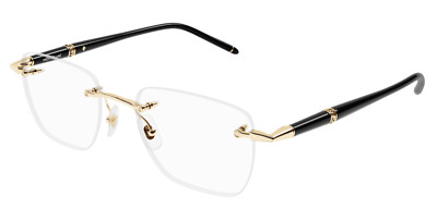 Montblanc MB0346O 001 Gold Black Eyeglasses Frame Unisex New Authentic