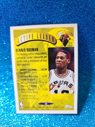 DENNIS RODMAN🏆Topps 1995-96 ACTIVE LEADER #2 NBA Card🏆FREE POST - Picture 2 of 2