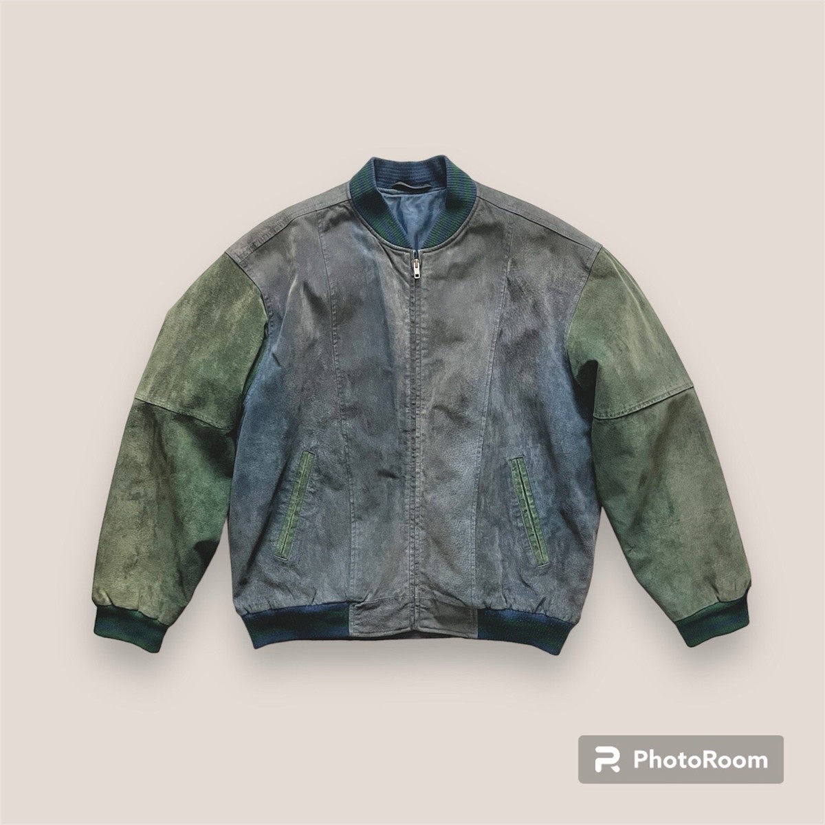 🕶️🛹 Vintage 90s green and blue suede patchwork bomber 🕶️🛹 Vintage 90s green and blue suede patchwork bomber