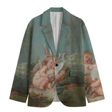 Francois Boucher Cherub Blazer Jacket Putti Cotton Sport Coat Baroque Rococo