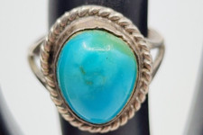 Vintage Native American Sterling Silver Turquoise Ring Size 6