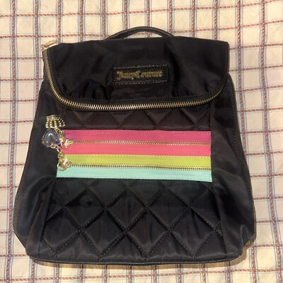 Juicy Couture Quilted Nylon Backpack Bag Black multi zipper  display picture 3