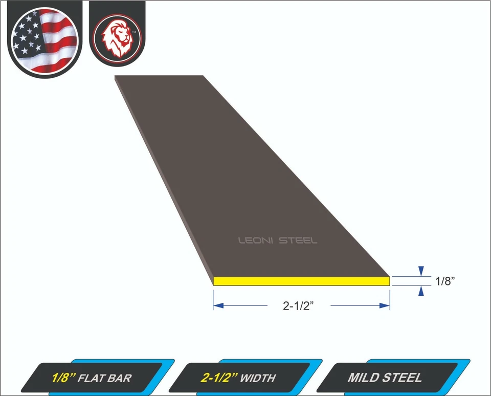 1/8 英寸 x 2-1/2 英寸钢平条 - 平金属枪托 - 轻钢 - 12 英寸长(1 英尺) — 第 2/3 张图片