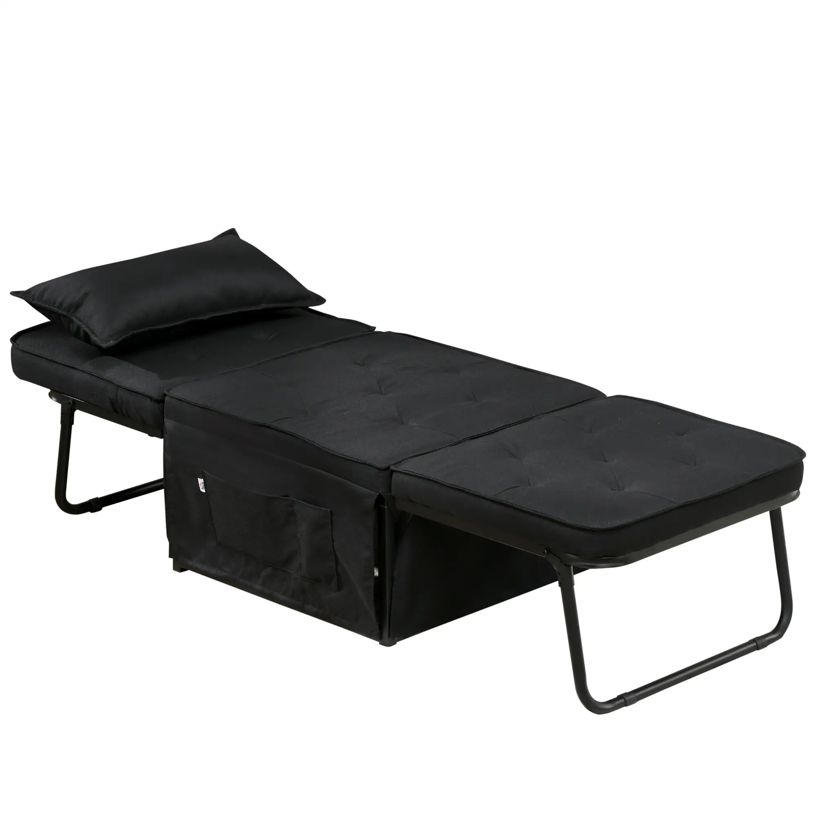 Fabric Sleeper Chair, Folding Chair Bed with Adjustable Backrest, Pillow, Side