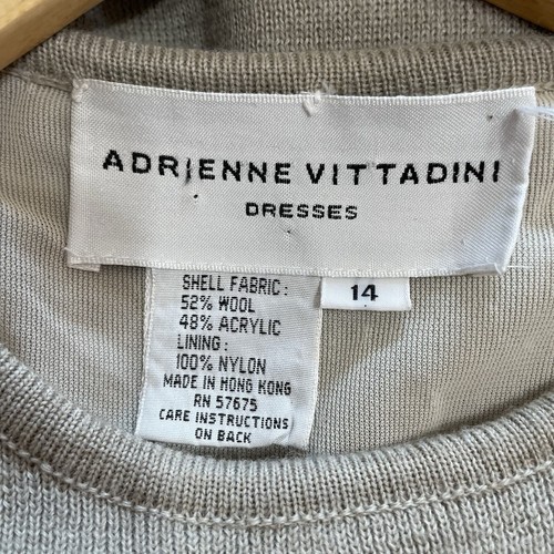 Vintage Adrienne Vittadini Dress Size 14 Beige Wool Blend Sweater Knit Layered - Picture 8 of 12