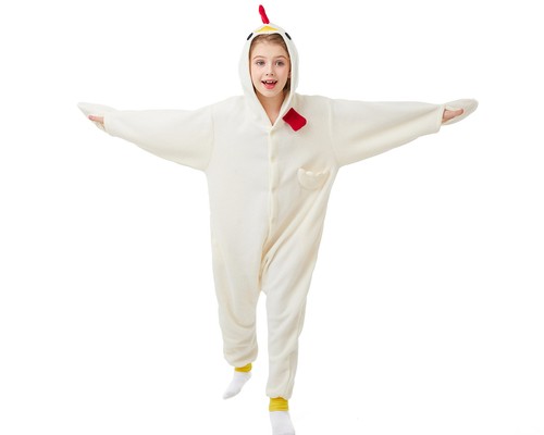 White Chicken One-piece Pajamas for Boys and Girls Cosplay Costumes Homewear - Picture 34 of 55