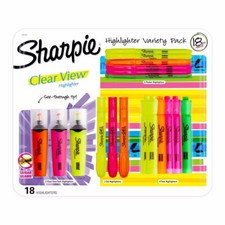 Sharpie Highlighter Variety Pack 18 Pack Clear View Gel Pocket Tank Highlighter
