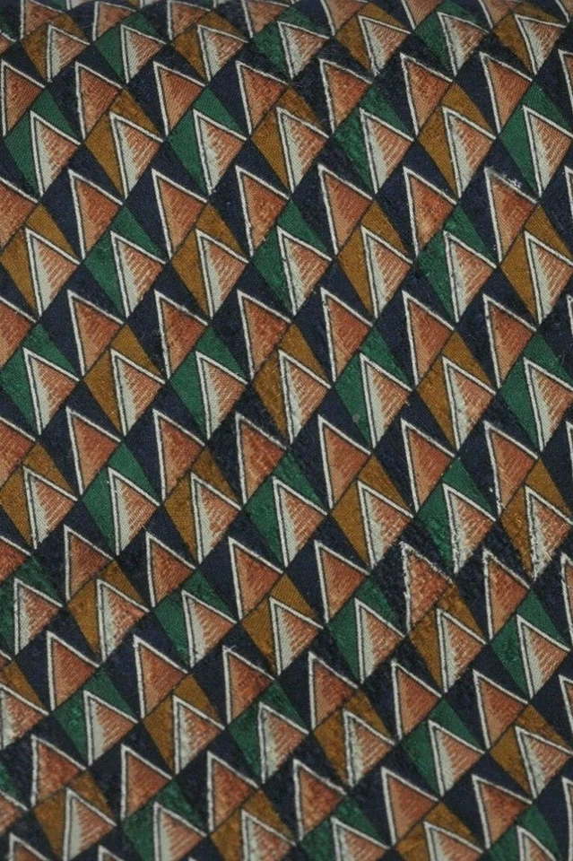 Corbata estampada de seda marrón verde y azul Altea Milano para hombre 58 x 3,75 pulgadas Foto 3 de 4