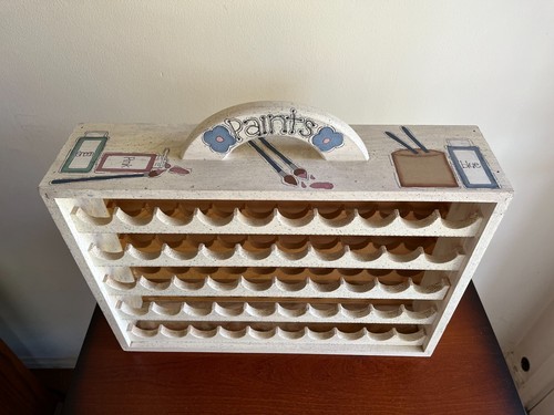 Cute Wooden Craft Paint Storage Rack - Holder 50 bottle Hand Painted! - Bild 3 von 6