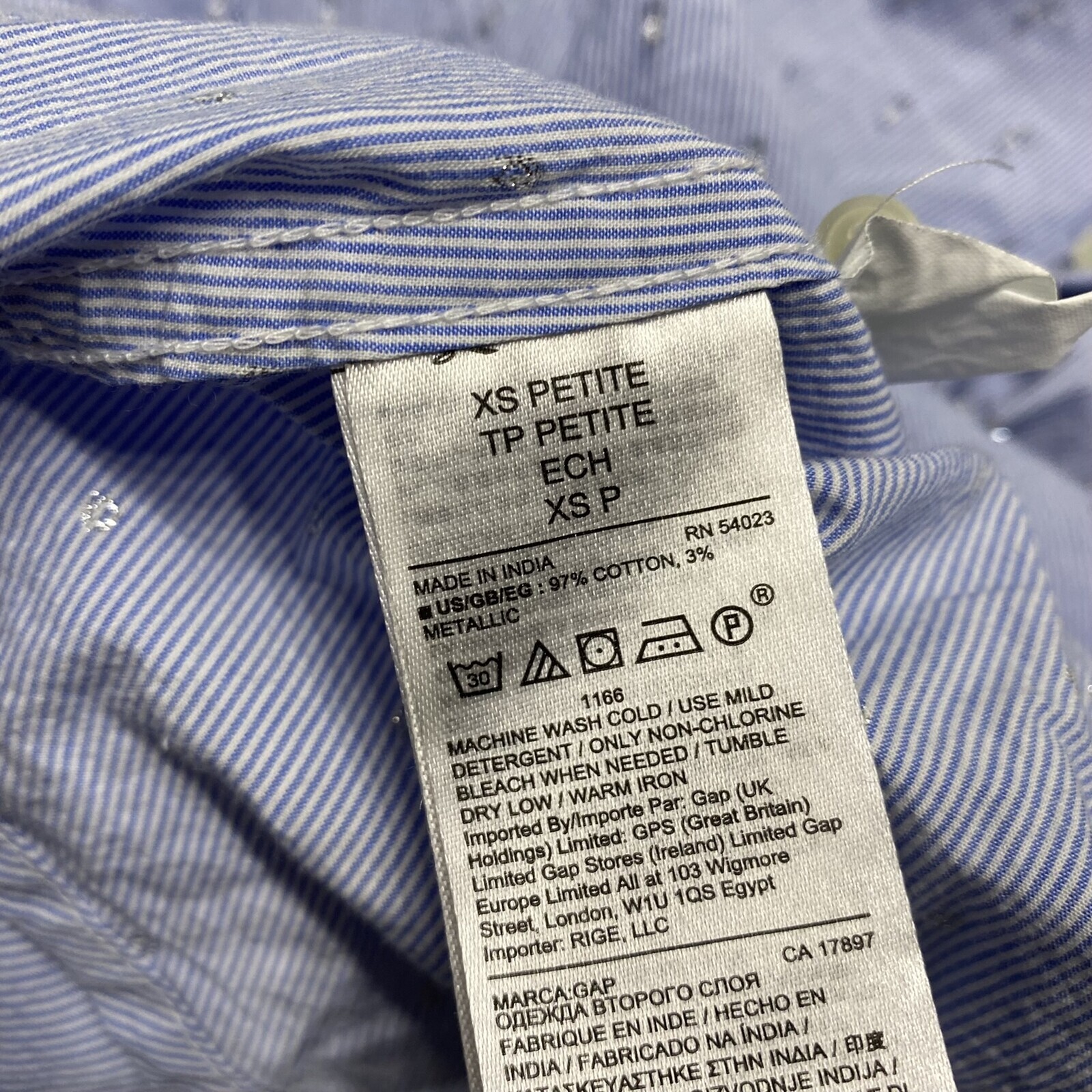 GAP Fitted Boyfriend Button Down Blue Striped Cas… - image 8