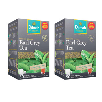 Dilmah earl grey pure Ceylon tea 50 Bags 100g (3.53oz) X 02 packs (200g)