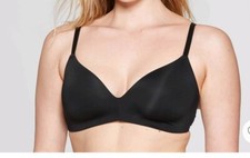 Auden Bliss Lightly Lined Wirefree Bra Womens 32A Adjustable Straps black
