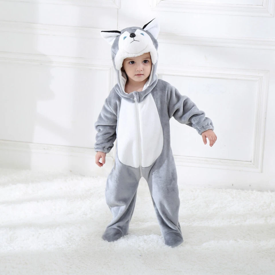 Bebé Husky Perro Disfraces Mamelucos Bebé Niño Pequeño Invierno Pijama Conjunto Halloween Foto 4 de 4