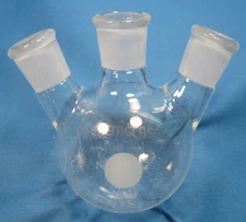 CHEMGLASS 100 ML ROUND BOTTOM 3-NECK FLASK ALL 14/20 FREE SHIPPING     8