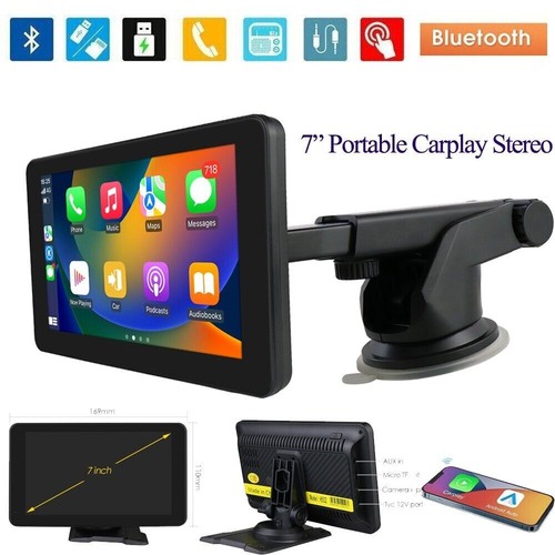 7"Portable Car Stereo Radio Wireless Apple Carplay/Android Auto Touch Screen GPS - Picture 2 of 22