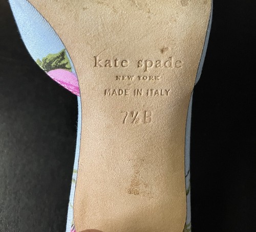 Kate Spage Floral Mule Blue Pink Slip In Italy size 7.5B - Picture 6 of 7