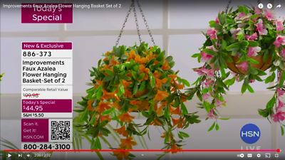 Improvements Faux Azalea Flower Hanging Basket - Set of 1 or 2