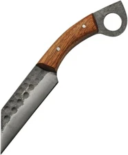 Rite Edge Ring Seax Fixed Knife 4" Hammered Stainless Full Blade Wood Handle