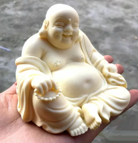 Chinese Tagua Nut resin Happy Laughing Maitreya Buddha Statue Buddhism - Picture 1 of 4