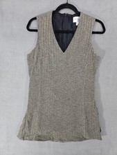 Emanuel Ungaro Suit Vest Womens Size 14 / 48 Black Tan Pinstripe Shirt Vneck