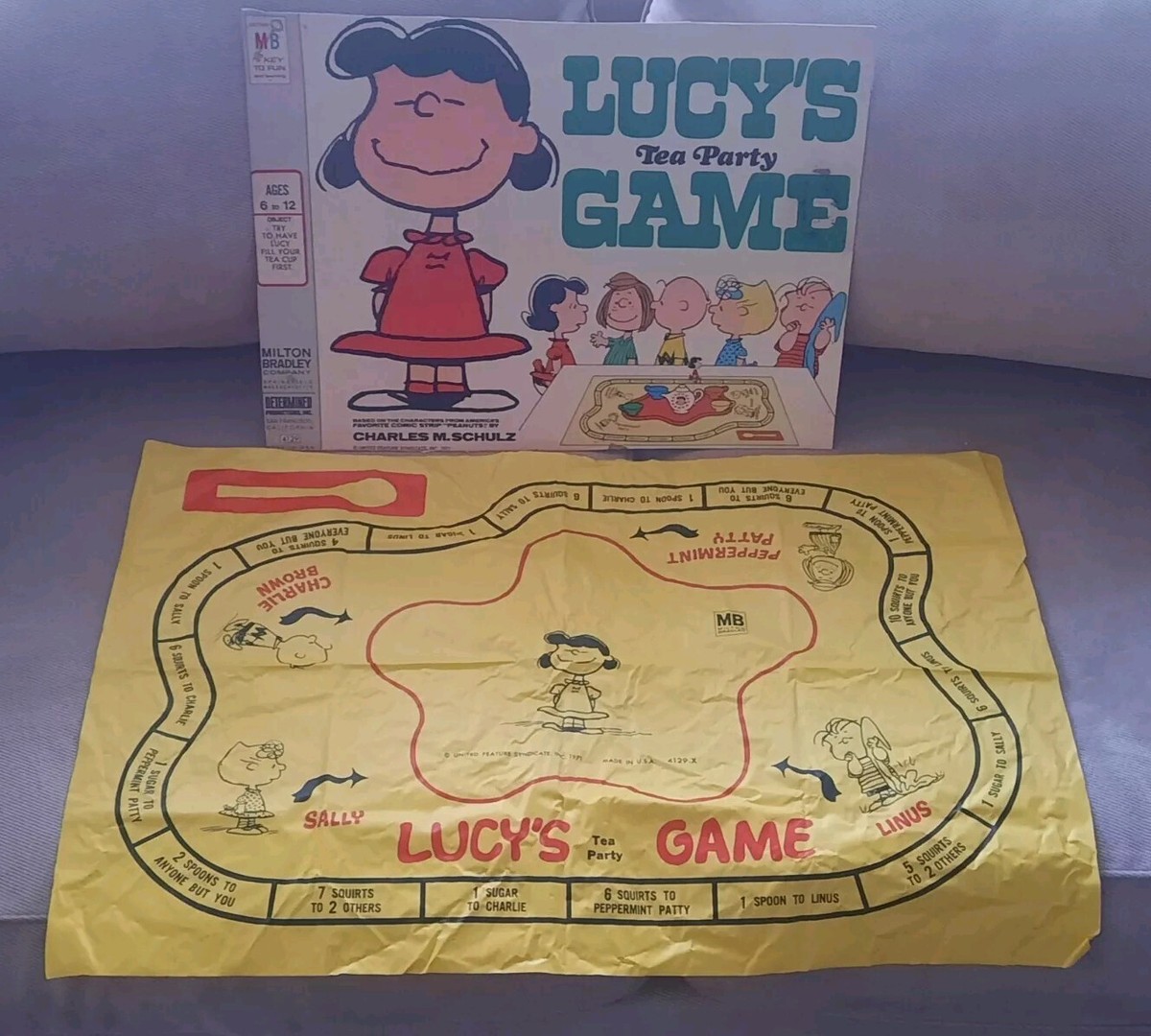 Vintage 1971 Peanuts Lucy's Tea Party Game Board Milton