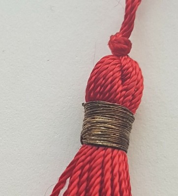 Vintage Red Tassels w//Rope Strands Tied off with Gold Metalllic Thread French