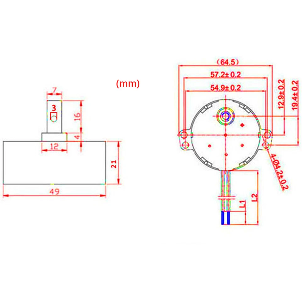 HQ 2,5/5/10/20/30U/min Micro Synchronmotor CW/CCW Getriebemotor AC 220V 4W 49KTYZ - Bild 4 von 4