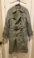 Vintage Military Style Jacket & Liner Trench Coat Style Light Olive Green Sz 36R