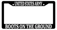 Black License Plate Frame United States Army Boots On The Ground Auto 146