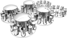Semi Truck Front Rear Chrome Axle Cover Set W Cylinder Hub Cap 33mm Lug Nuts