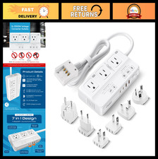 220V to 110V Voltage Converter for Travel, 2000W, 3 AC Outlets, 4 USB Ports, 6 A