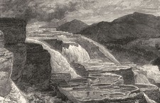 WYOMING. Hot Springs of Gardiner's river c1880 old antique print picture