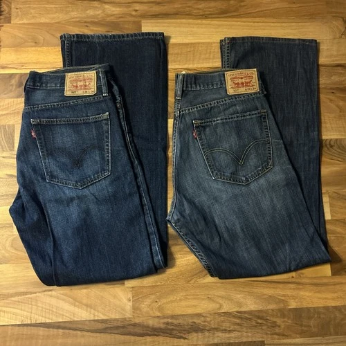 2-LEVI’S 527 MEN BLUE DENIM BOOTCUT WESTERN COWBOY RODEO JEANS-100% COTTON 36X34