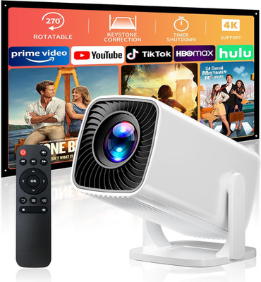 Mini Projector with 4K Support, Portable Projector with Electric Focus & Keyston