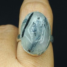 Natural Rutile Quartz Gemstone Handmade 925 Sterling Silver Ring Size-8 US