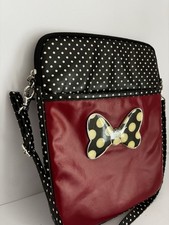 DISNEY PARKS Minnie Mouse Crossbody Tote Bag Red Polka-Dot Bow Tablet Case