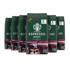 Starbucks Whole Bean Coffee, Dark Roast Espresso, 12 oz 6 Pack 