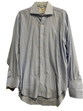 T M Lewin Blue Dress Shirt 16 Collar Regular Fit 33 Sleeve French Cuff