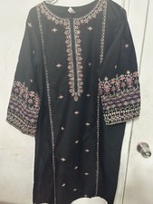 Pakistani Suit Black Embroidered 3 Piece XL Size