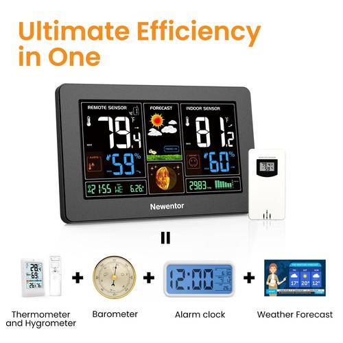 Newentor Weather Station Wireless Digital Indoor Outdoor Thermometer ...