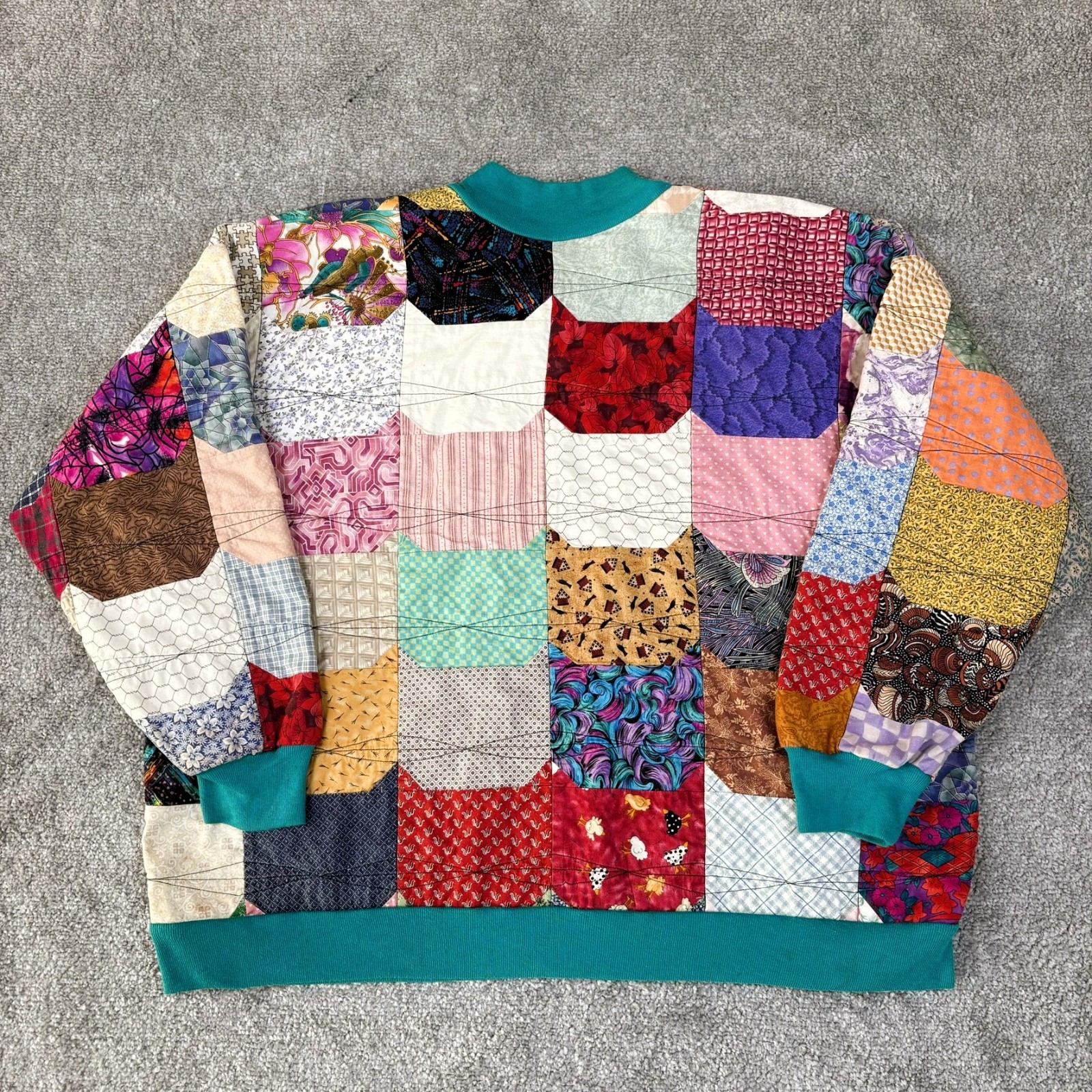Vintage Patchwork Quilt Jacket Handmade Boho Cott… - image 12