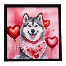 Caroline's Treasures Alaskan Malamute My Valentine Frame Metal Print DAC5258MFP8