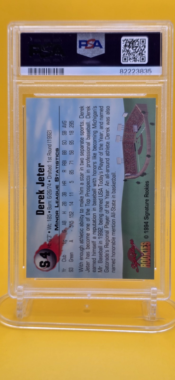⚾️PSA 9 - 1994 Signature Rookies - Hottest Prospects Derek Jeter #S4 - 1 of 3000 view 10