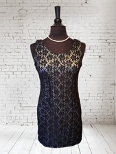 Mela Loves London Fully Lined Black Lace Bow Trim Occasion Dress Size 10